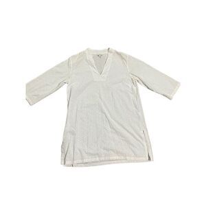 Talbots Vneck white sheer cotton tunic medium‎